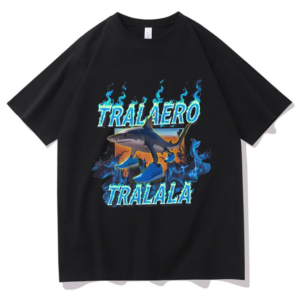 Fashion Tralalero Tralala Funny Shark with Shoes Meme T Shirts Men Casual Humor Tshirt Man Gothic Vintage Short Sleeve Tshirt
