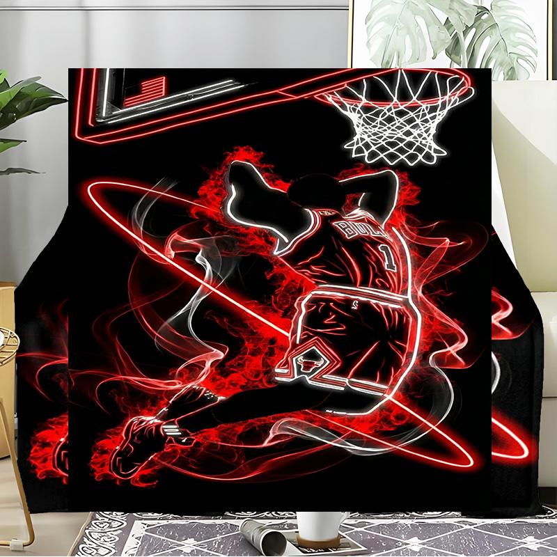 Bull Basketball Artwork Blanket Flannel Throw for Sofa, Indoor, Camping, Living Room, Office, Chair, And Bed Soft Birthday Gift