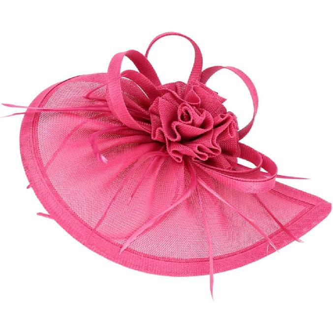TEHAUX Rose Red Mesh Fascinator Hat for Women Bridal Tops Hat Headband for Wedding Evening Banquet and Special Occasion Accessories