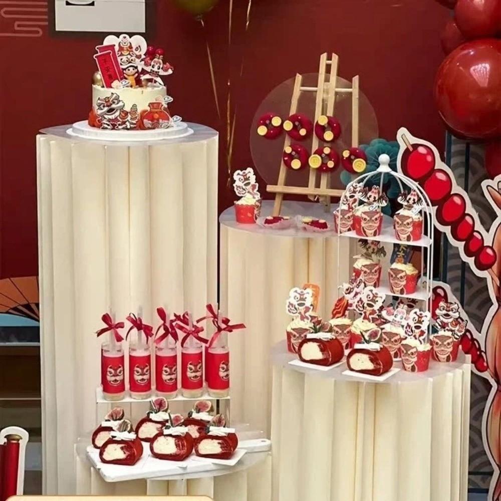 White Roman Pillar Dessert Rack Foldable Table Columns Cylinder Display Stand  Event Display