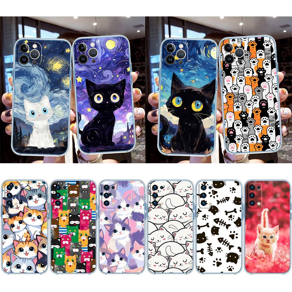 Милый прозрачный чехол для телефона с котенком для Samsung Galaxy A04 A04S A14 A23 A34 A54 M23 M33 M52 M53