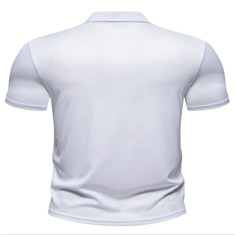 Мужская повседневная быстросохнущая влаговпитывающая рубашка поло с короткими рукавами обычного стиля, подходящая для летней трикотажной спортивной одежды