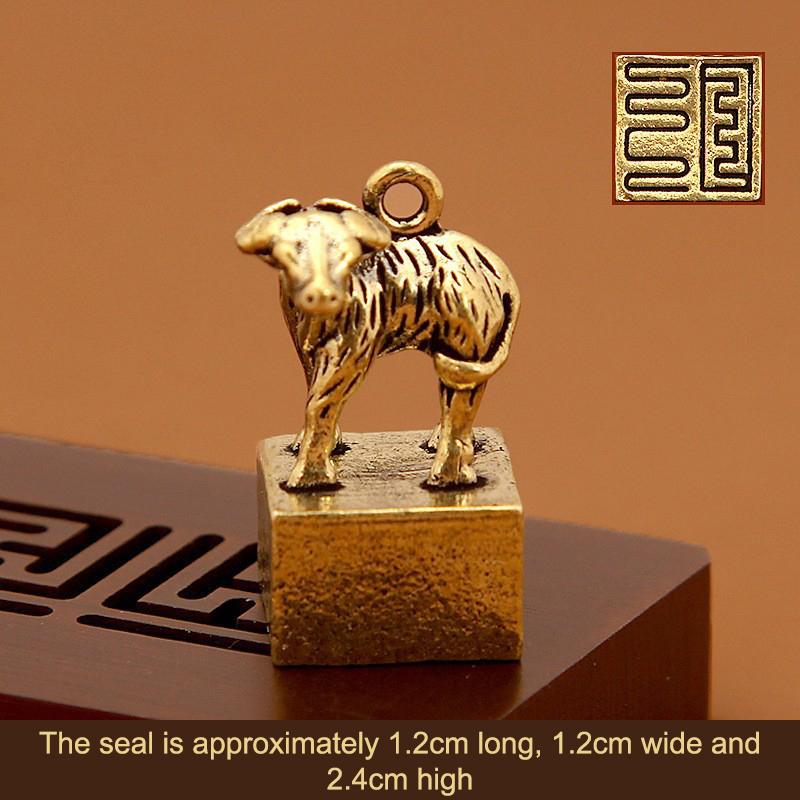 Vintage Brass Chinese Zodiac Seal Ornament Decorations Figurines Miniatures Home Decor Accessories Craft Souvenirs And Gifts