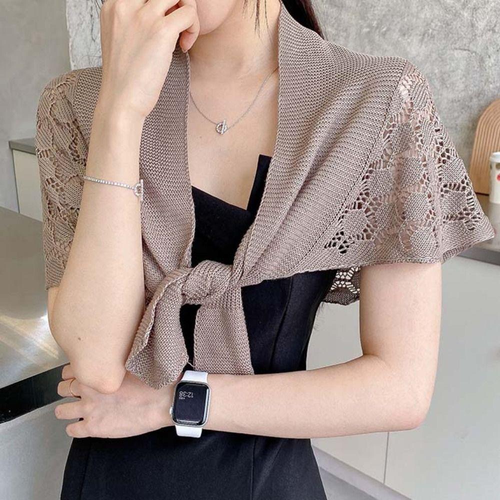 Weave Knitted Hollow Shawl Cross Blouse Shoulder Fake Collar Autumn/Winter/Spring/Summer