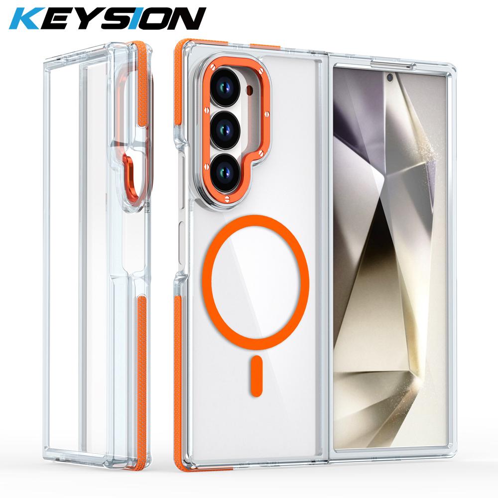 KEYSION Прозрачный магнитный чехол для MagSafe для Samsung Z Fold 7 6 5G Прозрачная противоударная задняя крышка для телефона для Galaxy Z Fold 6 7