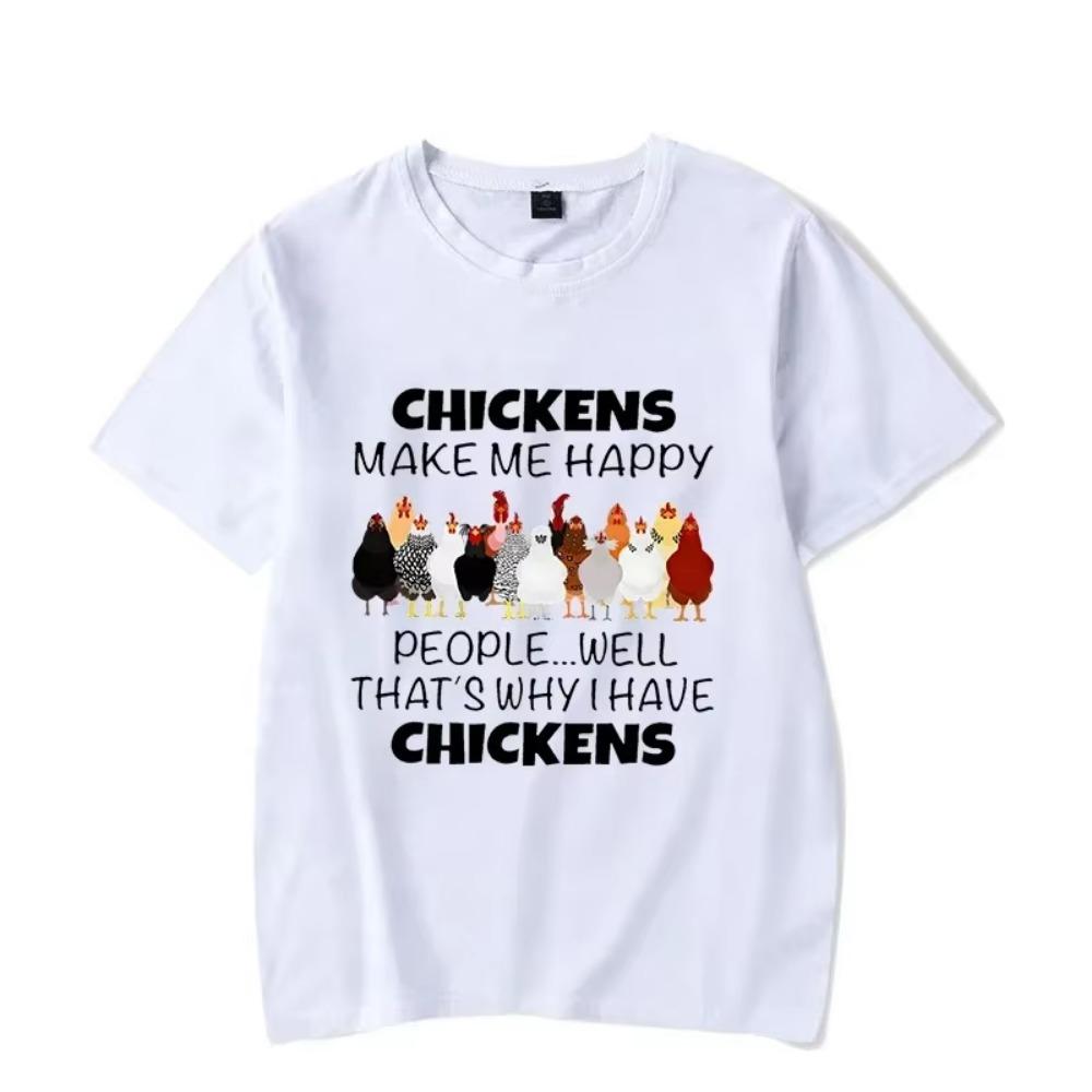 Men's T-shirt Chickens Make Me Happy People Well That's Why I Have Chickens Cartoon T Shirt Graphic Oversized Men Women Tshirt