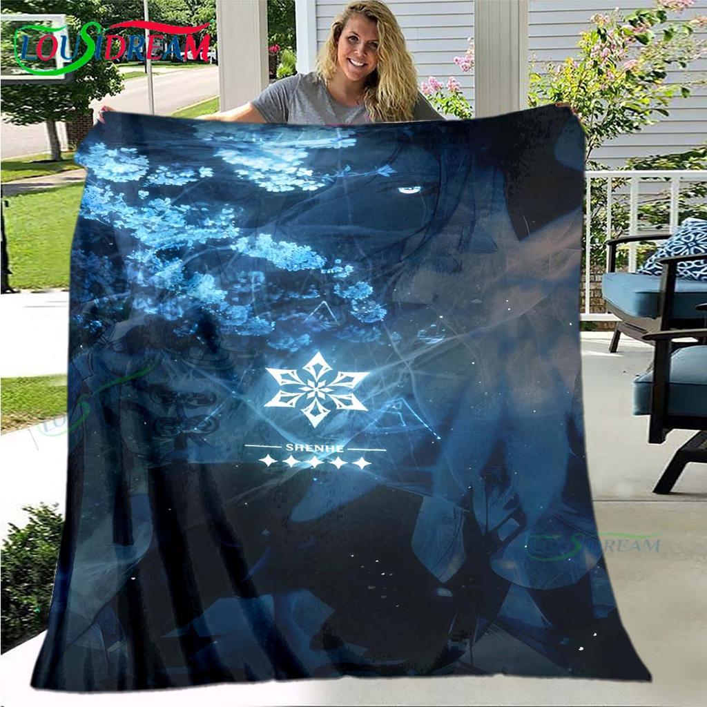 Горячий плед с узором рун Genshin Impact, тонкий фланелевый плед, портативный плед для дома, путешествий, офиса, на обеденный перерыв, подарок на день рождения