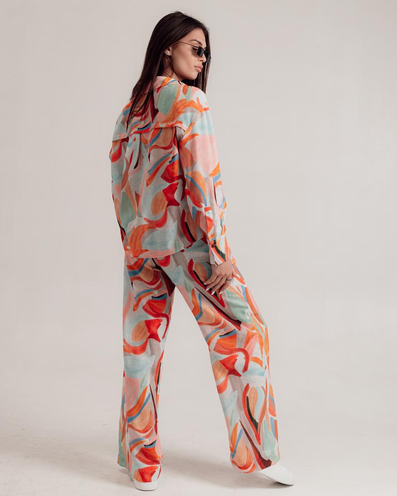 Костюм женский IDYL 8016 S (36) разноцветный (рубашка, брюки)