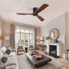 52 Inch Low Profile Ceiling Fan Direct Current 3 Carved Wood Fan Blade Noiseless Reversible Motor Remote Control Without Light