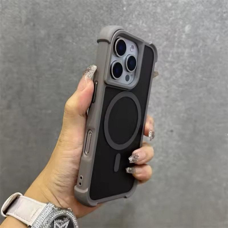 Магнитный роскошный матовый противоударный защитный чехол для iPhone 16 15 14 13 12 Pro Max с беспроводной зарядкой для чехла Magsafe