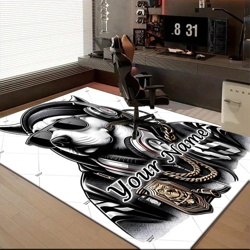 1PC Custom Name Hip-hop Panda Style Theme Floor Mat Ideal for Living Room, Game Rooms, Office, Bedroom,Floor Mat Playful Design