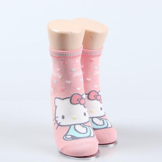 Cozy24 Hello Kitty Cubic Line 3-Leg Pack Kids Children Girls Medium Neck Character Socks, a Popular Character In Korea