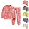 Children's Solid Color Thickened Flannel Warm Home Wear And Pajamas Set For Boys And Girls