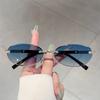 Vintage Rimless Metal Shades Ins Brand Design Women's Vacation Beach Sunglasses New Fashion Driving Decor Sun Glasses