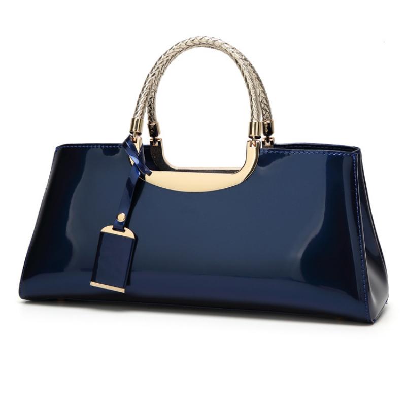 Women's patent leather handbag, shiny, structured bag