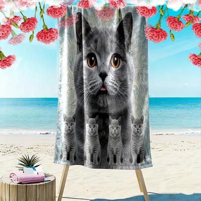 Toy Tiger Cat Print Beach Towel, Large Soft Quick Dry Towel for Beach Camping Swimming