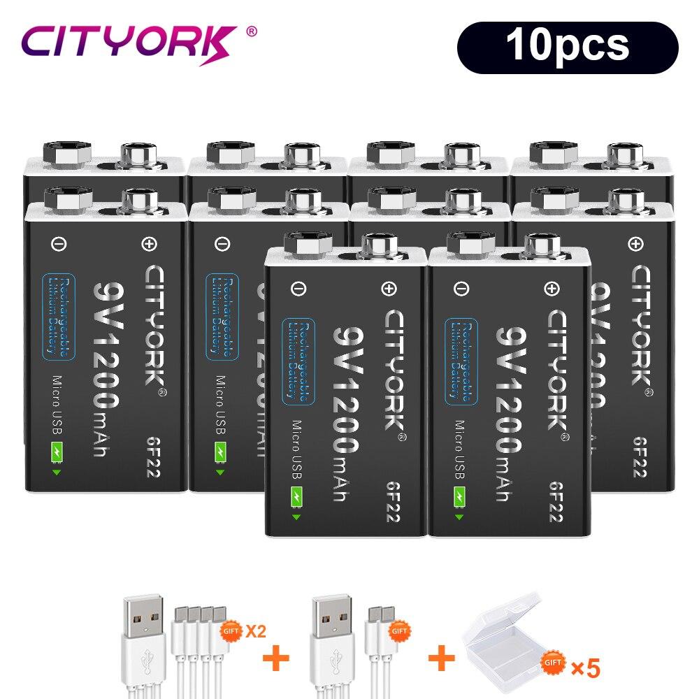 9 В перезаряжаемая батарея 1200 мАч 6F22 9 В зарядные батареи Micro USB с USB-кабелем для металлоискателя, микрофона, игрушечного мультиметра