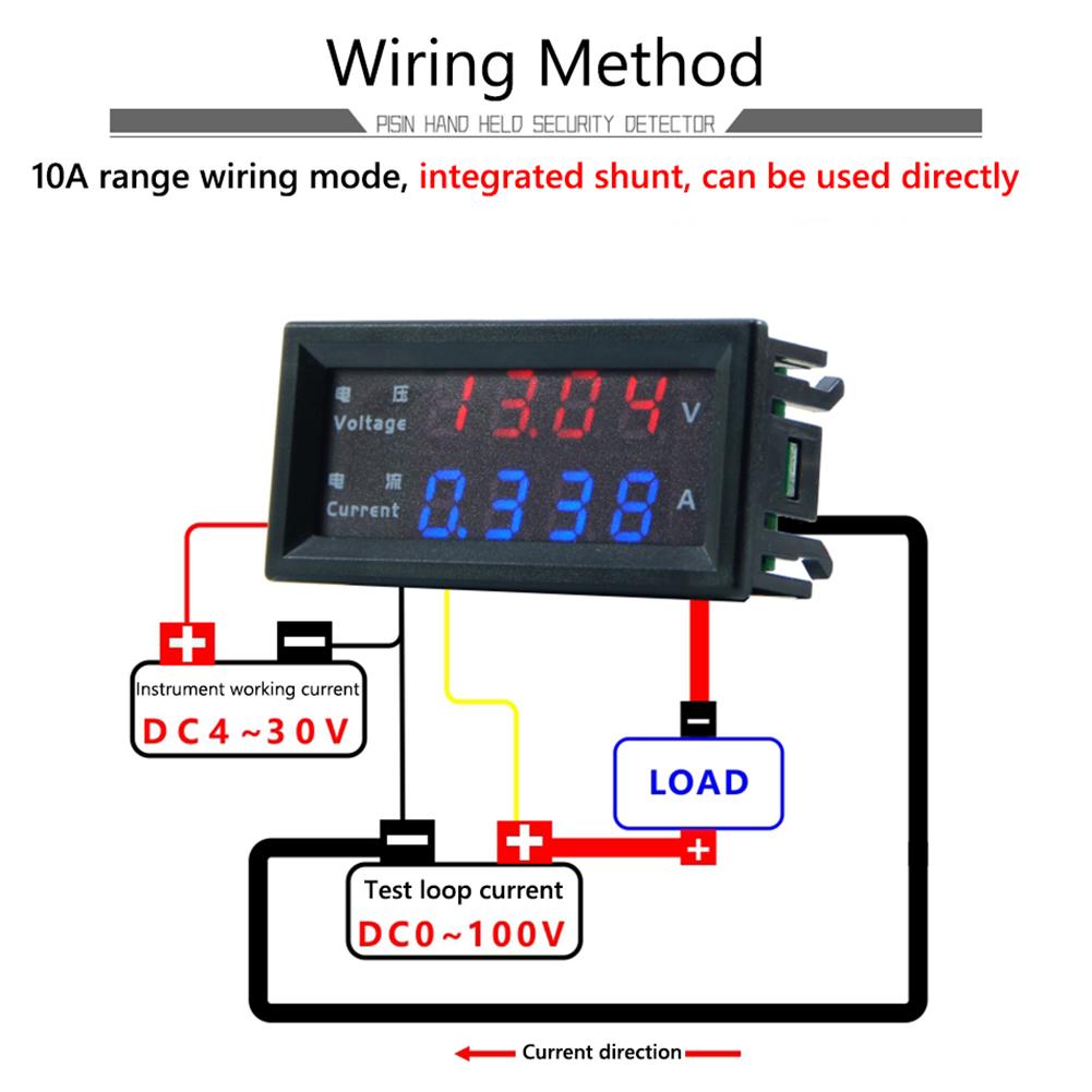 DC 100V 200V 10A Volt Amp Tester Panel Meter 0.28 Inch LED Display Electronic Digital Voltmeter Ammeter Voltage AMP Meter Tester