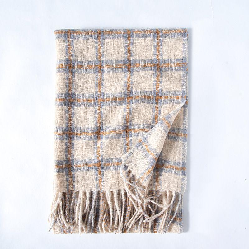 Клетчатый шарф женский зимний корейский выпуск женский высококачественный универсальный женский стиль атмосферный клетчатый шарф с кисточками