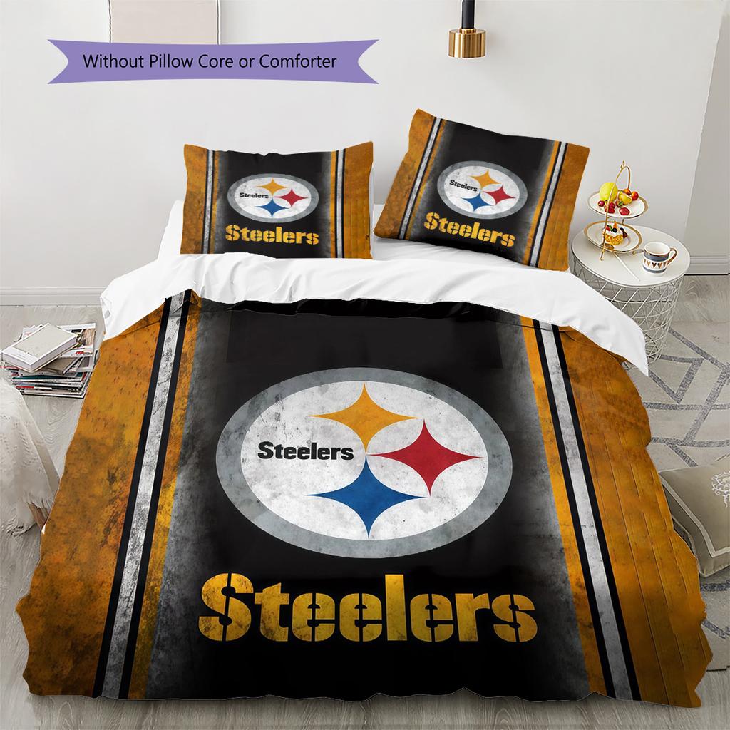 Pittsburgh Steelers Pattern Bedding Quilt Set Home Decoration Gift (1 * duvet cover + 2 * pillowcase without core)