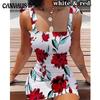 Женское летнее сексуальное платье без рукавов 2022, юбка на подтяжках с принтом на талии, плотное платье