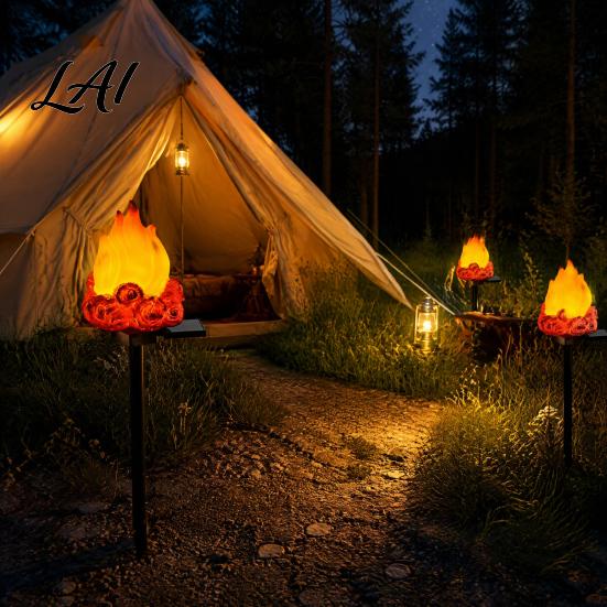 Landscape Lighting for Garden Solar Flame Light Waterproof LED Torch Light with Stake Eco Friendly Powered Lamps Outdoor Bonfire Walkway Courtyard