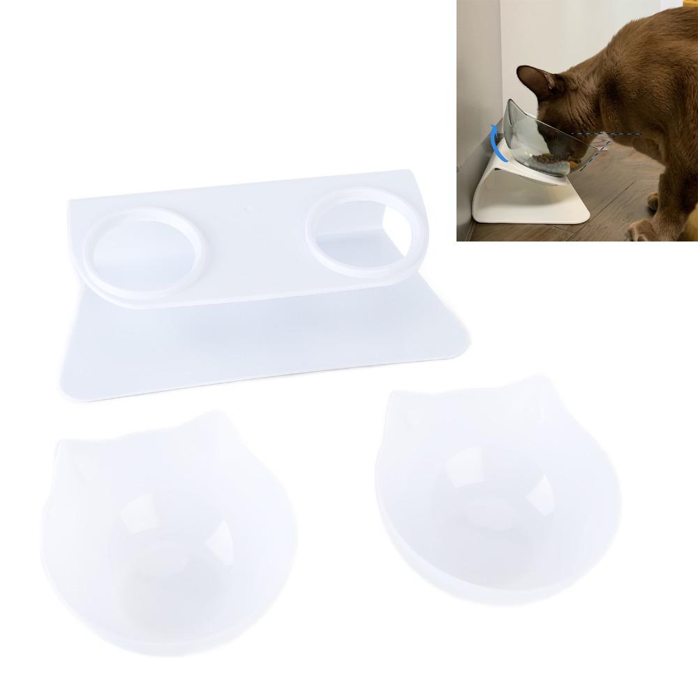 Transparent body Cat Feeding Bowl Slant mouth design Dog Food Bowl Puppy kitten use