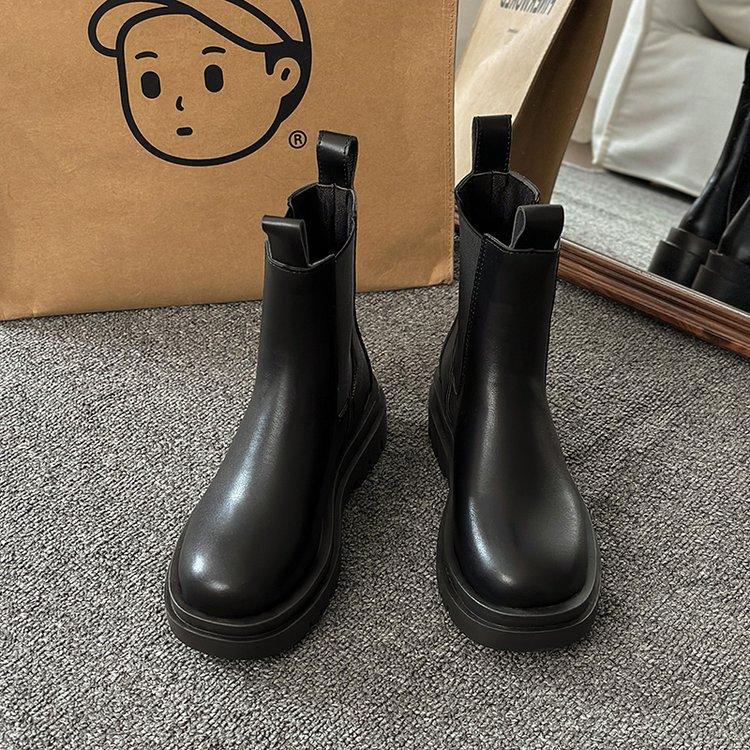 Ботинки женские весенние и осенние одинарные ботинки Muffin Thick Bottom Chelsea Short Boots Boots Mid-Caften Boots Smoke Tube Boots
