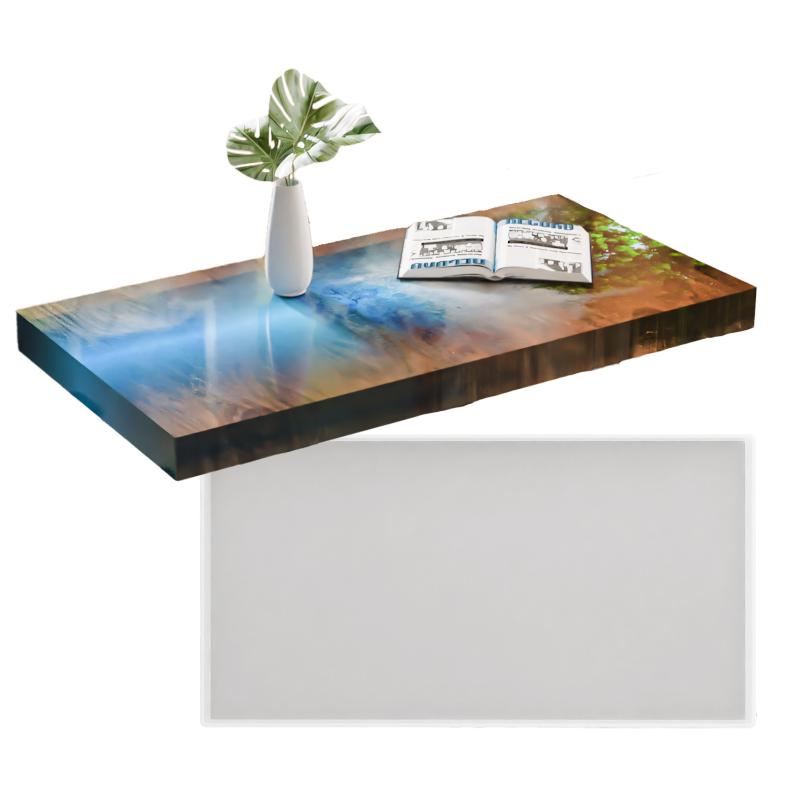 Большая прямоугольная силиконовая форма, подходит для эпоксидной смолы, столов-рек и художественных изделий из смолы, с поддоном и столешницей.