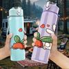 1PC Rabbit Pulling Carrot Cartoon Print 750ml Color Plastic Sports Water Bottle Leakproof Flip Straw Lid Suitable for Sports Office Home Use