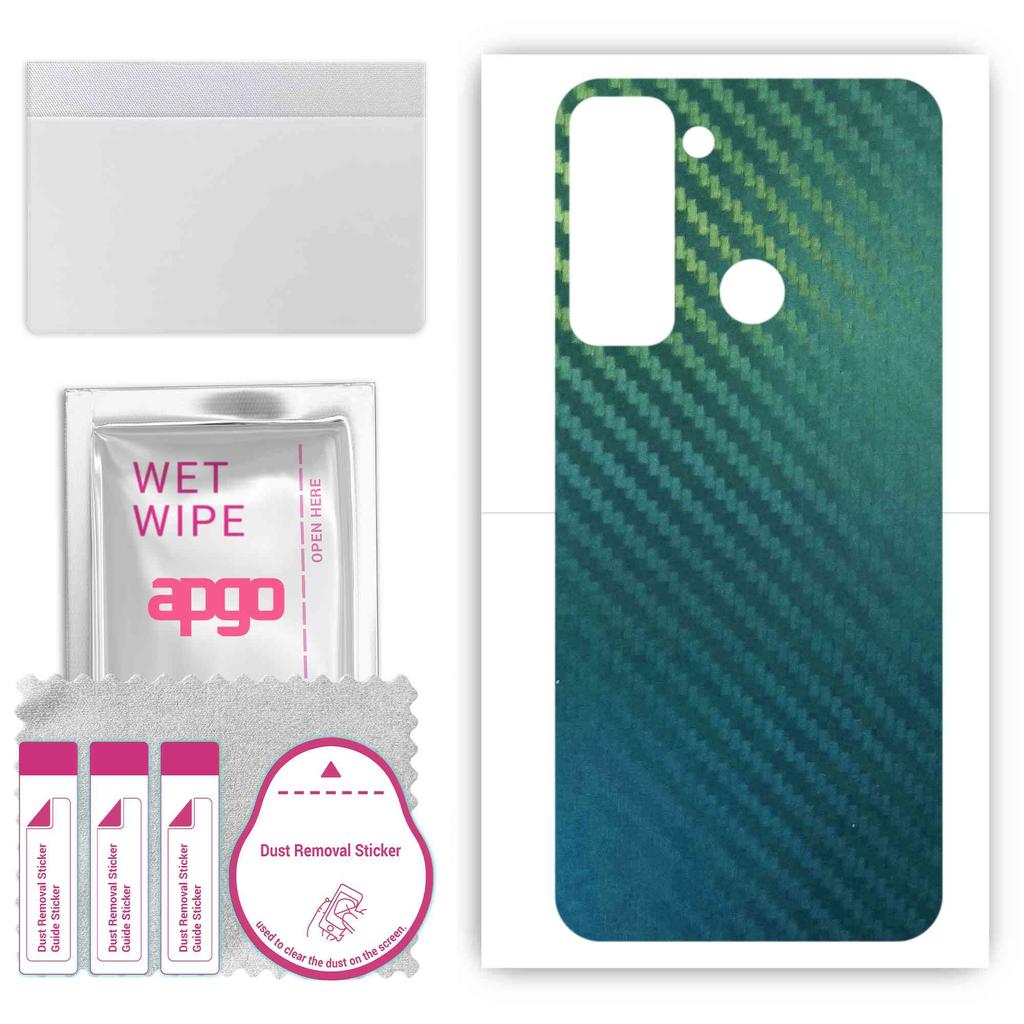 apgo Protective Skin Sticker for the back compatible with Tecno Pop 5, Wrap Film, Foil, Vinyl - Pattern Carbon Chameleon CAKA1