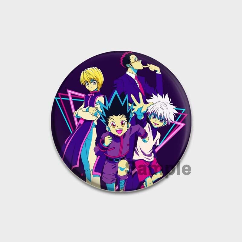58 мм эмалированная булавка Hunter x Hunter из сплава, круглые булавки для лацканов в стиле аниме, мультяшные броши на рюкзаке, милые значки в виде фигурок манги, аксессуары, подарки