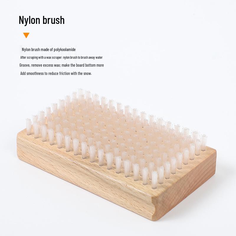 Деревянная щетка для вощения и полировки сноуборда с нейлоновой щетиной и большой медной проволокой для удаления ржавчины