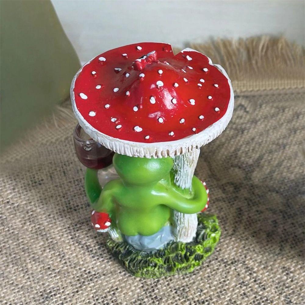 Cartoon Frog Garden Statue Red/Yellow Mushroom Resin Frog Sculptures Lawn Yard