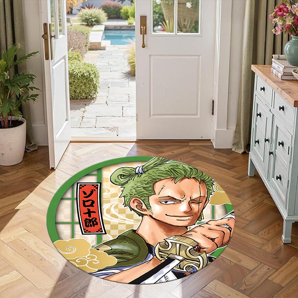 Zoro's Round Floor Mat Suitable for Game Room Entryway Study room Dormitory Anti-slip Round Rug Anime Office Decor Perfect Birthday Christmas Gift Ide