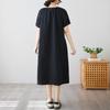 Короткий рукав Плюс размер Хлопок винтаж новые платья для женщин повседневные свободные миди длинное летнее платье