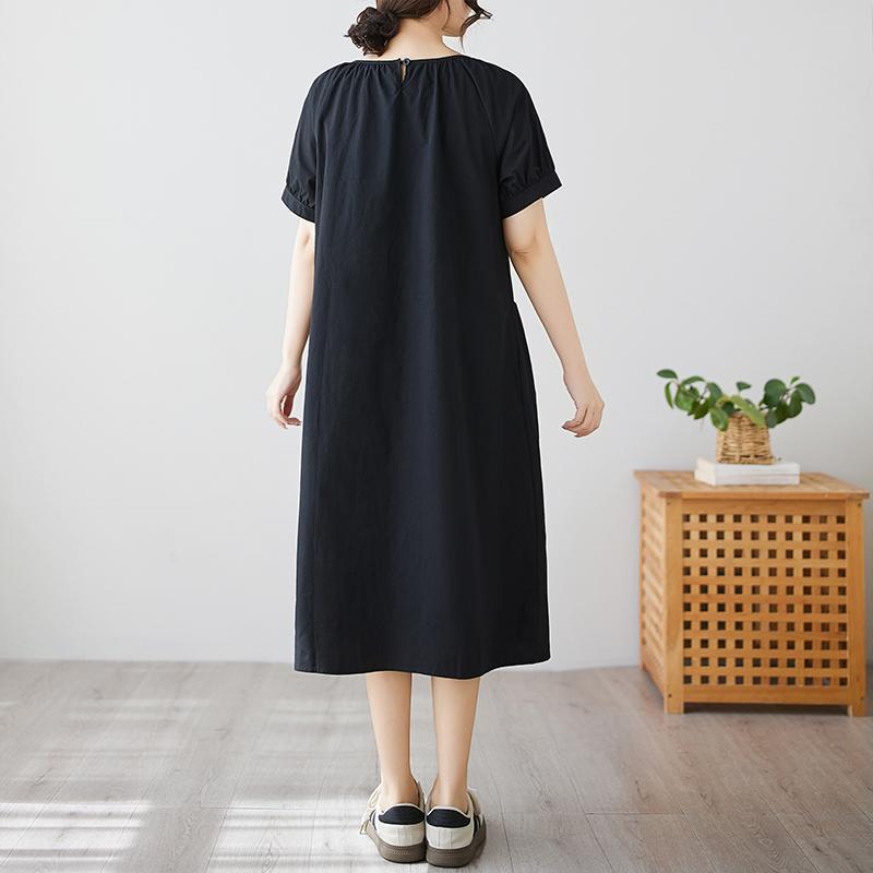 Короткий рукав Плюс размер Хлопок винтаж новые платья для женщин повседневные свободные миди длинное летнее платье