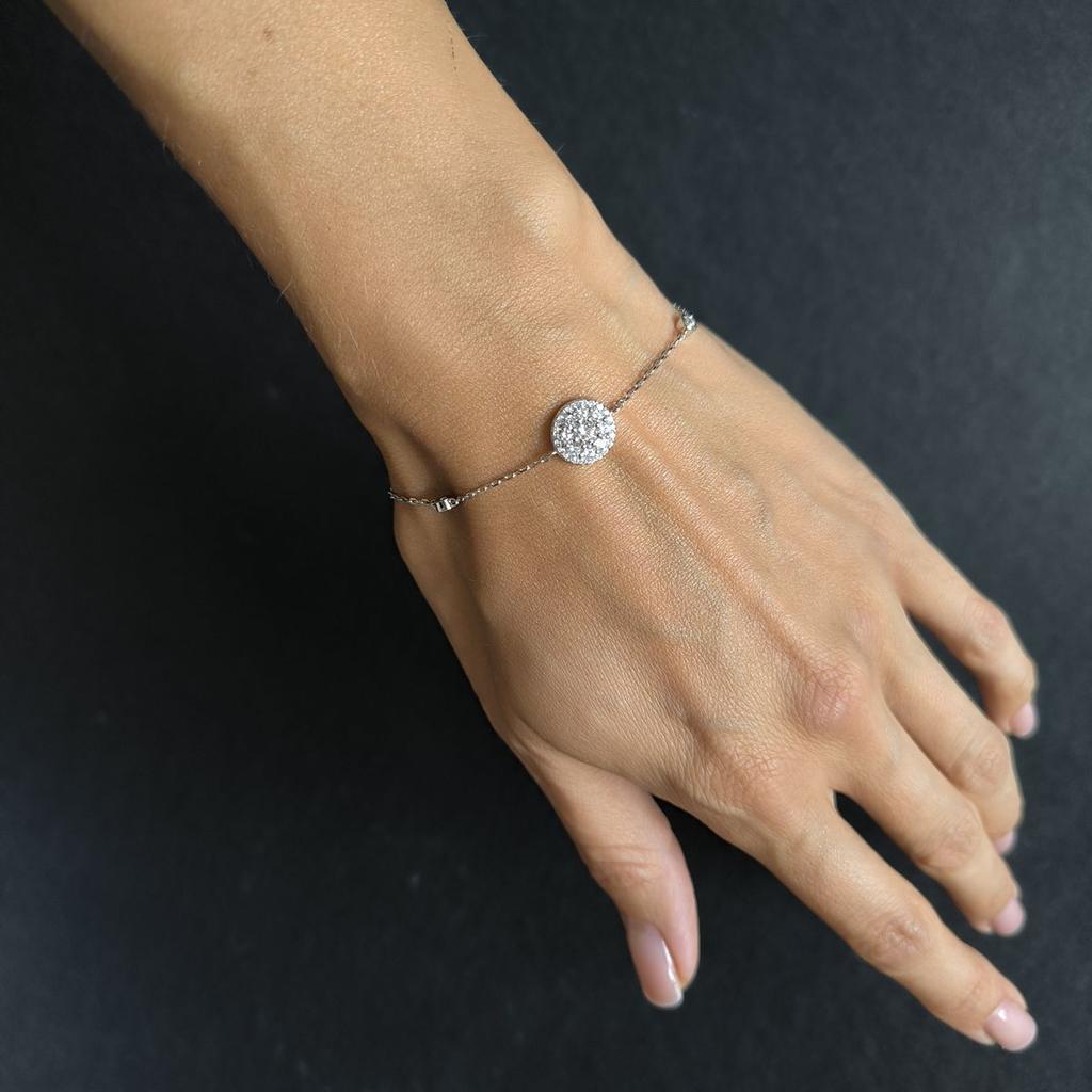 Серебряный браслет с фианитами, вес изделия 2,77 гр (2192602)