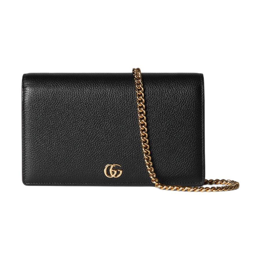 Gucci Marmont Logo Chain Design Leather Shoulder Bag Women Shoulder Bag Black 497985-AAE5F-1062