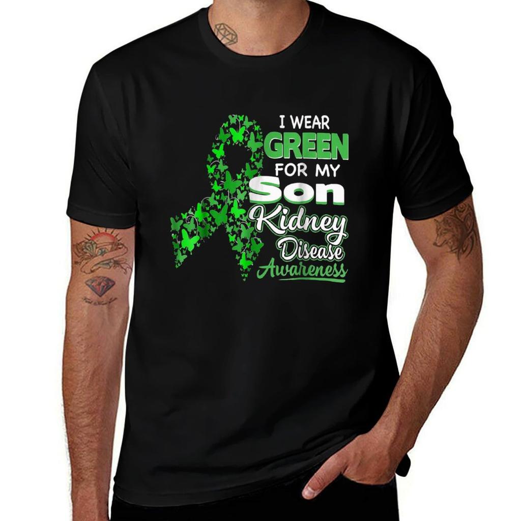 I Wear Green For My Son Kidney Disease Awareness Tshirt Minimalist Plain Crew Neck Tshirt