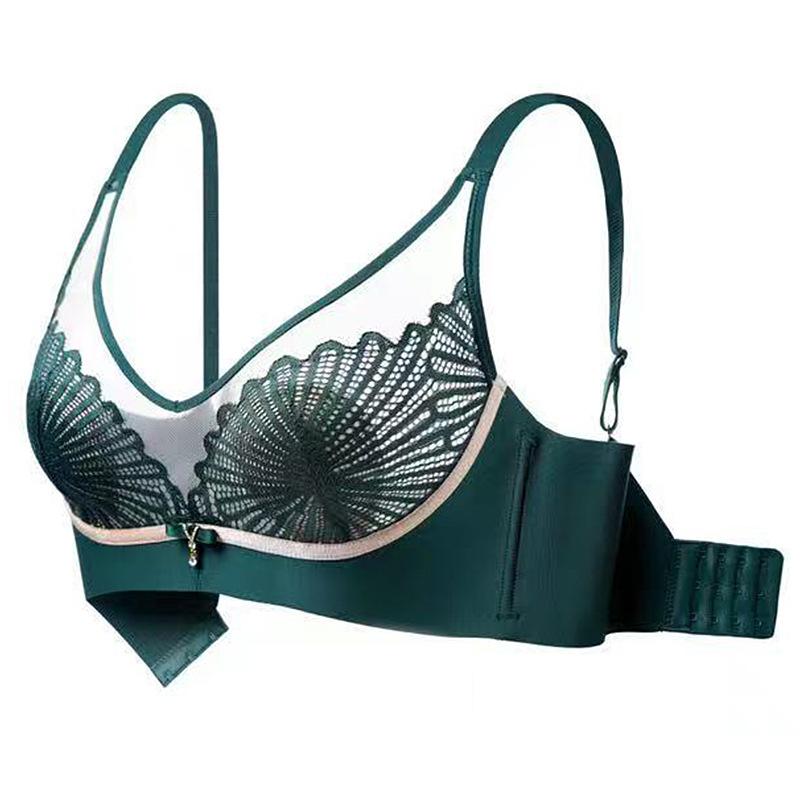 Ultra-thin Lace Bra Gathered Adjustable Underwear Shockproof Anti-glare Bra