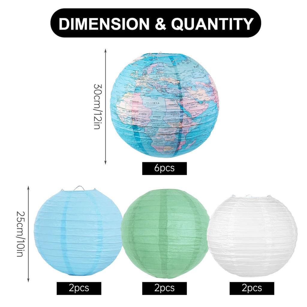 Paper Lanterns Set Hanging Paper Lanterns Ceiling Party Decorations World Map Combination Macaron Lanterns for School Classroom