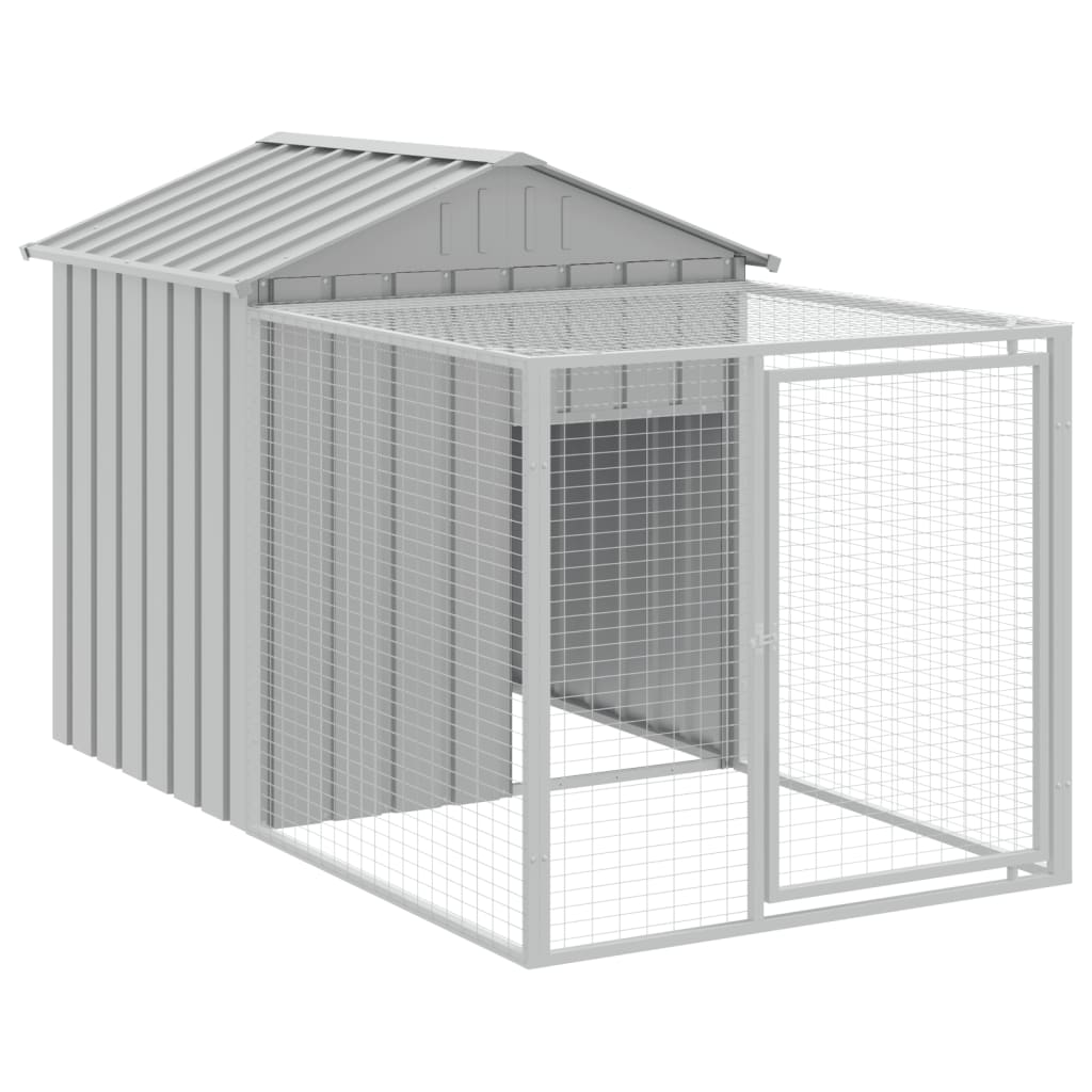 Vidaxl Kurnik Z Wybiegiem, Jasnoszary, 117X405X123 Cm, Stal