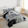 Rustic Patchwork Comforter Set, Checkered Buffalo Plaid Bedding Set For Kids Teens Adult, Woodland Wildlife Bear Moose Elk Pine Trees Patter