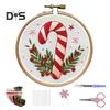 Christmas Embroidery Kit for Beginners And Adults Gnome Xmas Tree House Cross Stitch Kit with Embroidery Hoop Needles And Thread