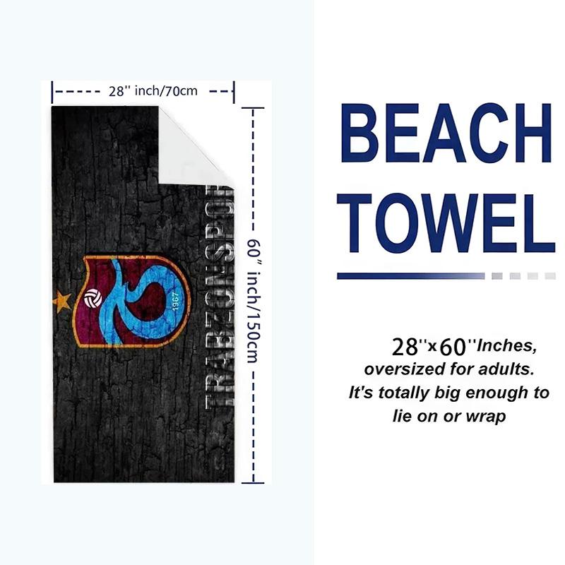 Trabzonspor Logo Print Beach Towel, Large Soft Quick Dry Towel for Beach Camping Swimming