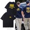 25 Plus Size Cotton Fbi Letter Printed T-shirt Military Style Cotton Jacket Short Sleeved Half Sleeved Casual Round Neck T-shirt