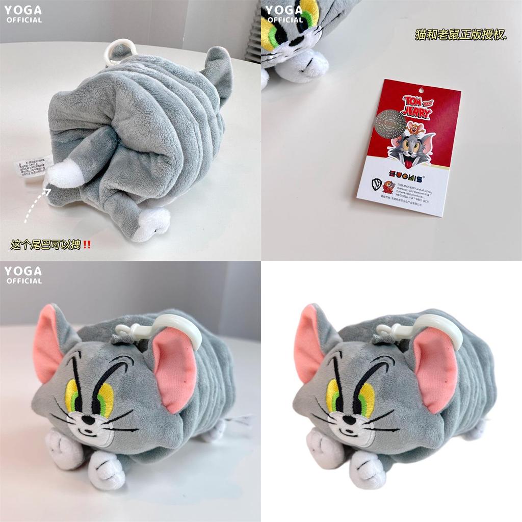 Плюшевая игрушка Hugkis Том Кот, фигурка с вибрирующей пружиной, милый мультяшный кулон-кукла для подвешивания, высота 13 см, авторизованное издание