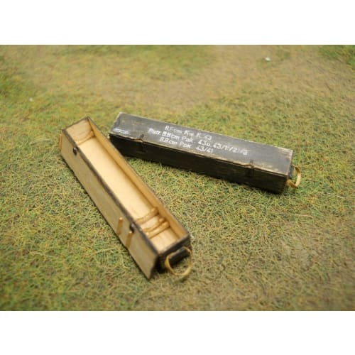 Cobaanii Mokei Kobo 1/35 Scale Frontline Series WWII German 71 Caliber 88mm Cannon Shell Wooden Box (Set of 2) Assembly Kit FS-006