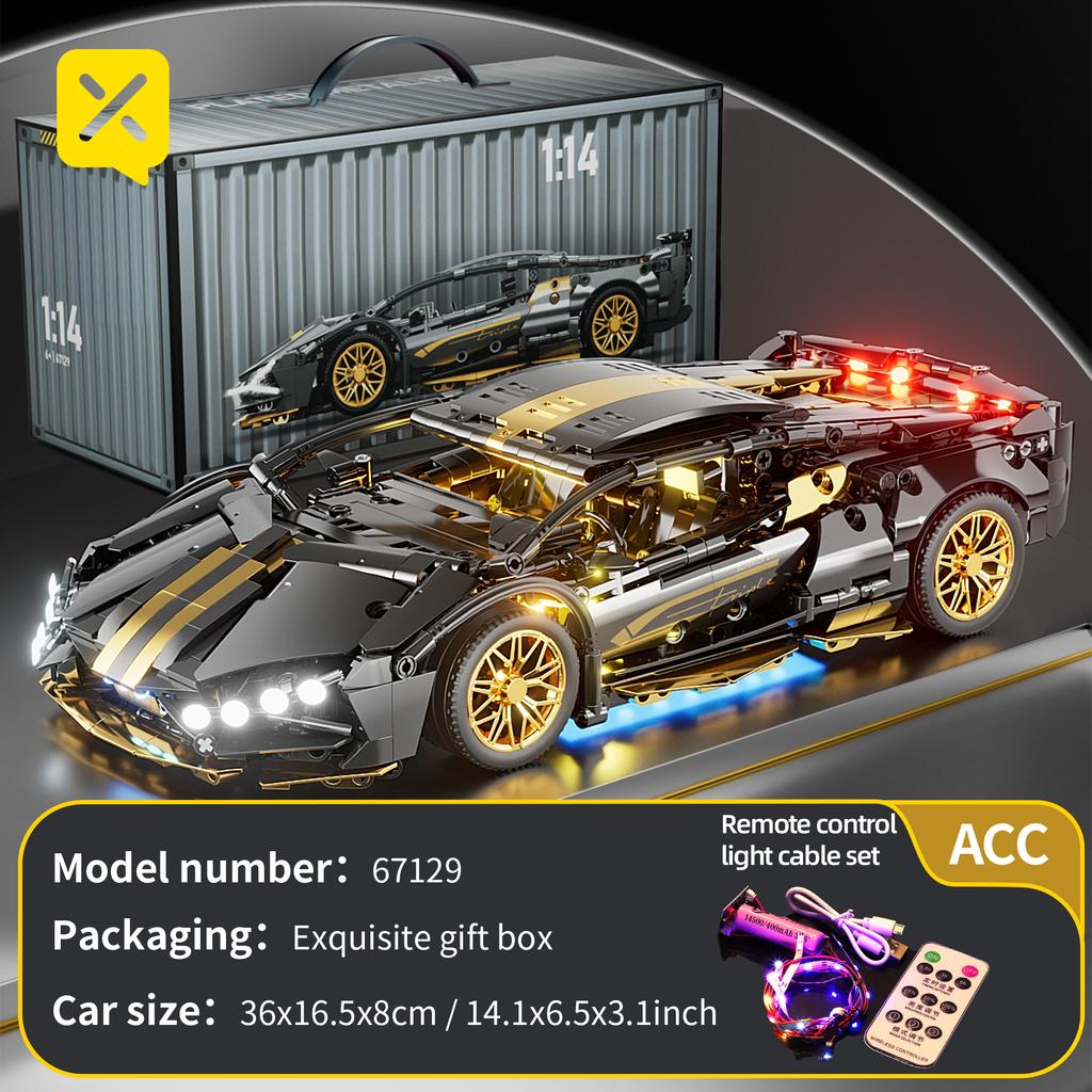 ToylinX 1:14 Supercar Building Block Toy Optional Power Group 14+ Technology Design Christmas Gift for Adults and Kids With Box